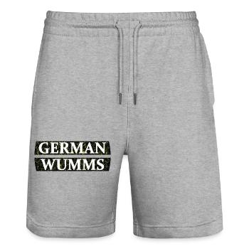 German Wumms - Stanley/Stella Trainer Unisex Organic Jogging Shorts - heather grey - Front - Nik (191cm) & Marisol (170cm)