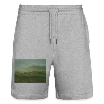 Misty Morning Light Over Lush Green Wetland - Stanley/Stella Trainer Unisex Organic Jogging Shorts - heather grey - Front - Nik (191cm) & Marisol (170cm)