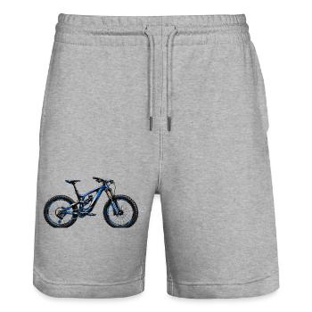 Cadre enduro avec la technologie VTT entièrement à vue latérale - Short de jogging bio TRAINER Stanley/Stella unisexe - gris chiné - Devant - Nik (191cm) & Marisol (170cm)