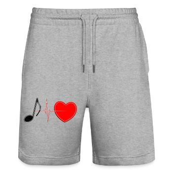 Music Heartbeat Lifeline – Romantisches Musik-T-Shirt - Stanley/Stella Unisex Bio Joggingshorts Trainer  - Grau meliert - Vorne - Nik (191cm) & Marisol (170cm)