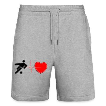 Soccer Heartbeat Lifeline – Fußball-Leidenschaft Kunst - Stanley/Stella Unisex Bio Joggingshorts Trainer  - Grau meliert - Vorne - Nik (191cm) & Marisol (170cm)