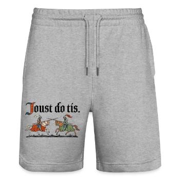 Joust Do Tis. Knights On Horses. - Stanley/Stella Trainer Unisex Organic Jogging Shorts - heather grey - Front - Nik (191cm) & Marisol (170cm)