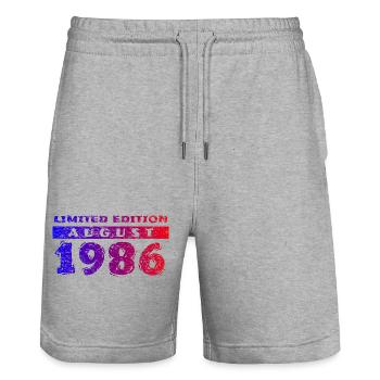 40th Birthday Limited Edition 08/1986 - Stanley/Stella Trainer Unisex Organic Jogging Shorts - heather grey - Front - Nik (191cm) & Marisol (170cm)