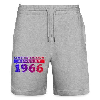60. Geburtstag Limited Edition 08/1966 - Stanley/Stella Unisex Bio Joggingshorts Trainer  - Grau meliert - Vorne - Nik (191cm) & Marisol (170cm)