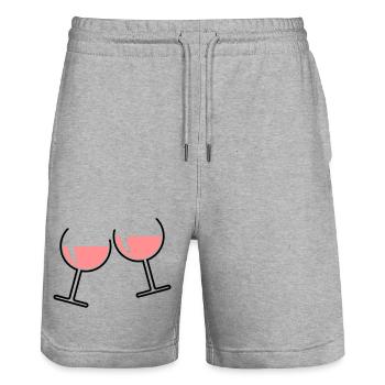 2 rosé wine glasses (rosé wine / wine / round open) - Stanley/Stella Trainer Unisex Organic Jogging Shorts - heather grey - Front - Nik (191cm) & Marisol (170cm)