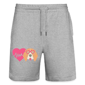 Maman Beagle Maman Maman Chien - Short de jogging bio TRAINER Stanley/Stella unisexe - gris chiné - Devant - Nik (191cm) & Marisol (170cm)
