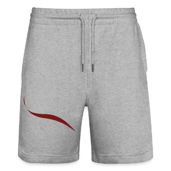 Abstract Fluid Wave Minimalist Dark Red Curvaceous - Stanley/Stella Trainer Unisex Organic Jogging Shorts - heather grey - Front - Nik (191cm) & Marisol (170cm)