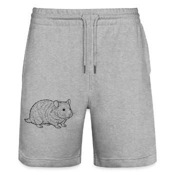 Komplexes Linienkunst-Hamstermuster - Stanley/Stella Unisex Bio Joggingshorts Trainer  - Grau meliert - Vorne - Nik (191cm) & Marisol (170cm)