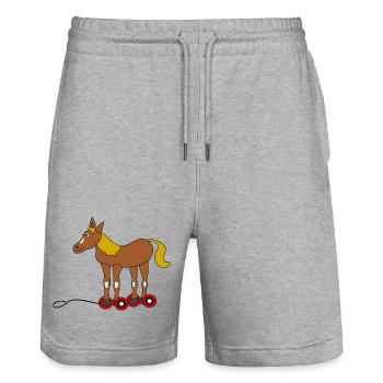 Pferd mit Rollschuhen Cartoon - Stanley/Stella Unisex Bio Joggingshorts Trainer  - Grau meliert - Vorne - Nik (191cm) & Marisol (170cm)