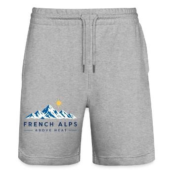 Alpes françaises au-dessus de la chaleur, voyage alpin d’été - Short de jogging bio TRAINER Stanley/Stella unisexe - gris chiné - Devant - Nik (191cm) & Marisol (170cm)