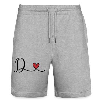 Buchstabe D mit Herz Monogramm - Stanley/Stella Unisex Bio Joggingshorts Trainer  - Grau meliert - Vorne - Nik (191cm) & Marisol (170cm)