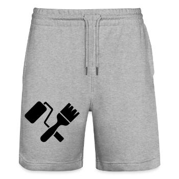 Maler Pinsel Farbrolle Motiv - Stanley/Stella Unisex Bio Joggingshorts Trainer  - Grau meliert - Vorne - Nik (191cm) & Marisol (170cm)