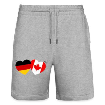Drapeaux du cœur allemand-canadiens - Short de jogging bio TRAINER Stanley/Stella unisexe - gris chiné - Devant - Nik (191cm) & Marisol (170cm)