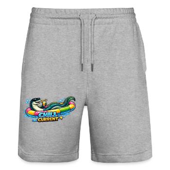 Chill Current Pool Party Illustration - Stanley/Stella Trainer Unisex Organic Jogging Shorts - heather grey - Front - Nik (191cm) & Marisol (170cm)