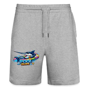 Pool Glide: Surfing Marlin im Pool - Stanley/Stella Unisex Bio Joggingshorts Trainer  - Grau meliert - Vorne - Nik (191cm) & Marisol (170cm)