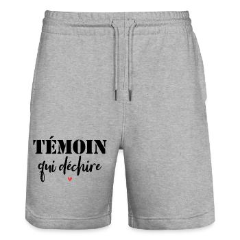 Témoin Qui Déchire - Short de jogging bio TRAINER Stanley/Stella unisexe - gris chiné - Devant - Nik (191cm) & Marisol (170cm)
