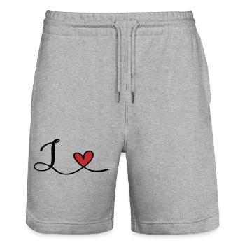 Letter L Initial - Stanley/Stella Trainer Unisex Organic Jogging Shorts - heather grey - Front - Nik (191cm) & Marisol (170cm)