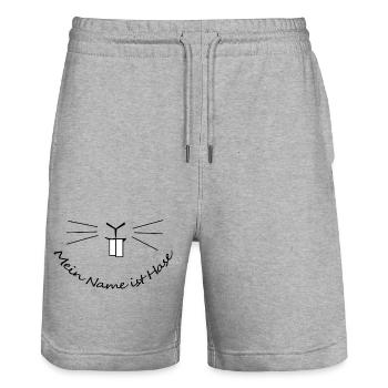 Mein Name ist Hase – Lustige deutsche Redewendung Kunst - Stanley/Stella Unisex Bio Joggingshorts Trainer  - Grau meliert - Vorne - Nik (191cm) & Marisol (170cm)