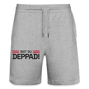 Bist du deppad! - Aufstieg KO-Phase 2026 - Stanley/Stella Unisex Bio Joggingshorts Trainer  - Grau meliert - Vorne - Nik (191cm) & Marisol (170cm)