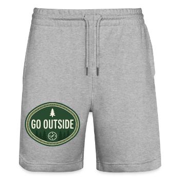 Gehen Sie nach draußen: Retro Nature Compass Vintage-Abzeichen - Stanley/Stella Unisex Bio Joggingshorts Trainer  - Grau meliert - Vorne - Nik (191cm) & Marisol (170cm)