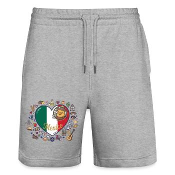 Cœur Mexicain Style Drapeau de poulet joyeux - Short de jogging bio TRAINER Stanley/Stella unisexe - gris chiné - Devant - Nik (191cm) & Marisol (170cm)
