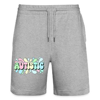 Autistique Arc en Ciel Éclatant - Short de jogging bio TRAINER Stanley/Stella unisexe - gris chiné - Devant - Nik (191cm) & Marisol (170cm)