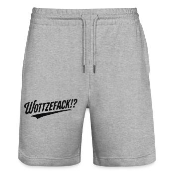 Humour Wottzefack dit une idée de cadeau drôle - Short de jogging bio TRAINER Stanley/Stella unisexe - gris chiné - Devant - Nik (191cm) & Marisol (170cm)
