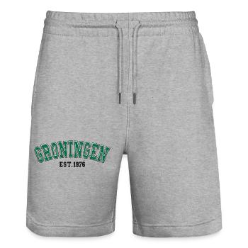 Groningen gegründet 1976 - Stanley/Stella Unisex Bio Joggingshorts Trainer  - Grau meliert - Vorne - Nik (191cm) & Marisol (170cm)