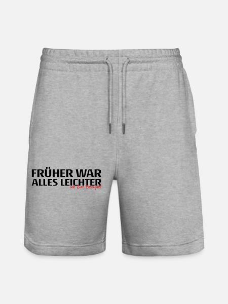 Frueher War Alles Leichter Spruch - Stanley/Stella Unisex Bio Joggingshorts Trainer  - Grau meliert