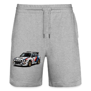 Bolide de rallye n°5 avec des rayures - Short de jogging bio TRAINER Stanley/Stella unisexe - gris chiné - Devant - Nik (191cm) & Marisol (170cm)