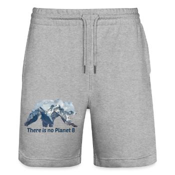 There is no planet b Spruch - Stanley/Stella Unisex Bio Joggingshorts Trainer  - Grau meliert - Vorne - Nik (191cm) & Marisol (170cm)