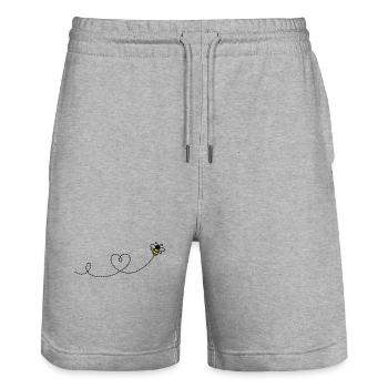 Biene und Herz auf dem Weg - Stanley/Stella Unisex Bio Joggingshorts Trainer  - Grau meliert - Vorne - Nik (191cm) & Marisol (170cm)
