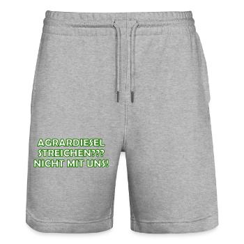 Agrardiesel streichen? Nicht mit Uns - Stanley/Stella Unisex Bio Joggingshorts Trainer  - Grau meliert - Vorne - Nik (191cm) & Marisol (170cm)