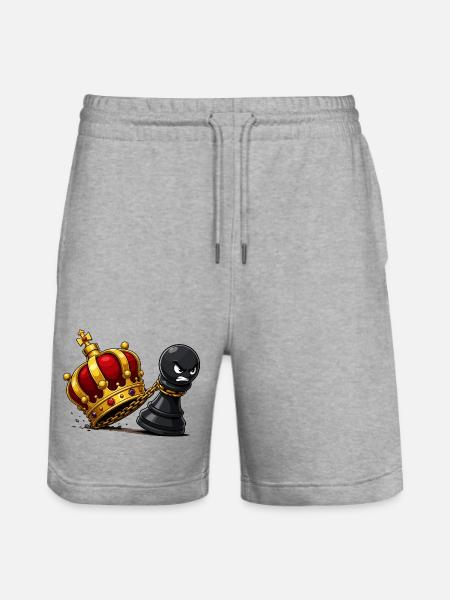 Crown Collision King vs Peasant Spy - Stanley/Stella Trainer Unisex Organic Jogging Shorts - heather grey