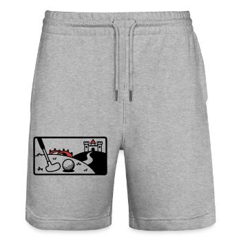Minigolf Retro Cartoon Golfball JGA Team - Stanley/Stella Unisex Bio Joggingshorts Trainer  - Grau meliert - Vorne - Nik (191cm) & Marisol (170cm)
