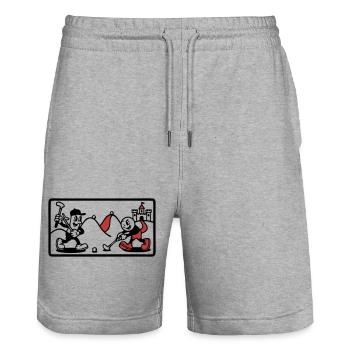 Minigolf Retro Cartoon Golfball JGA Team - Stanley/Stella Unisex Bio Joggingshorts Trainer  - Grau meliert - Vorne - Nik (191cm) & Marisol (170cm)