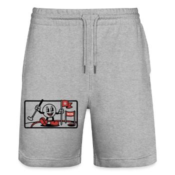Minigolf Retro Cartoon Golfball JGA Team - Stanley/Stella Unisex Bio Joggingshorts Trainer  - Grau meliert - Vorne - Nik (191cm) & Marisol (170cm)