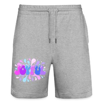 Joie éclatante en splash pop - Short de jogging bio TRAINER Stanley/Stella unisexe - gris chiné - Devant - Nik (191cm) & Marisol (170cm)