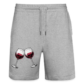 Harmonie des verres à vin - Short de jogging bio TRAINER Stanley/Stella unisexe - gris chiné - Devant - Nik (191cm) & Marisol (170cm)