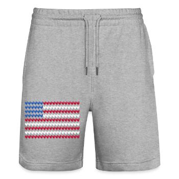 Patriotic Farmer Rooster Flock Poultry USA Pride C - Stanley/Stella Unisex Bio Joggingshorts Trainer  - Grau meliert - Vorne - Nik (191cm) & Marisol (170cm)