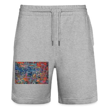 krujgigujshj - Stanley/Stella Trainer Unisex Organic Jogging Shorts - heather grey - Front - Nik (191cm) & Marisol (170cm)
