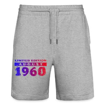 66. Geburtstag Limited Edition 08/1960 - Stanley/Stella Unisex Bio Joggingshorts Trainer  - Grau meliert - Vorne - Nik (191cm) & Marisol (170cm)