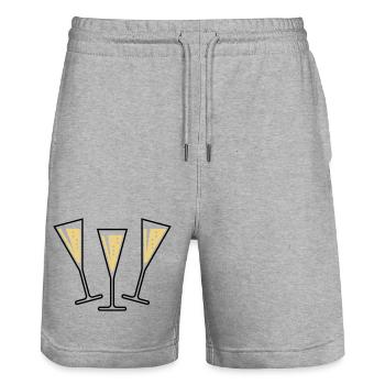 3 Sektgläser (Sekt / Trichter / Zu / 2C) - Short de jogging bio TRAINER Stanley/Stella unisexe - gris chiné - Devant - Nik (191cm) & Marisol (170cm)