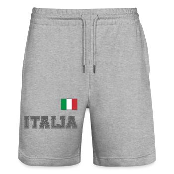 Italien Trikot Look - ITALIA mit Flagge Fahne - Stanley/Stella Unisex Bio Joggingshorts Trainer  - Grau meliert - Vorne - Nik (191cm) & Marisol (170cm)