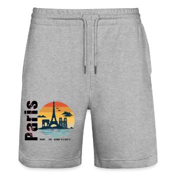 Paris Skyline Vintage Frankreich - Stanley/Stella Unisex Bio Joggingshorts Trainer  - Grau meliert - Vorne - Nik (191cm) & Marisol (170cm)