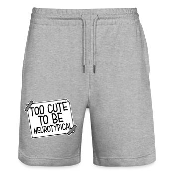 Too Cute To Be Neurotypical Lustig Autismus Logo - Stanley/Stella Unisex Bio Joggingshorts Trainer  - Grau meliert - Vorne - Nik (191cm) & Marisol (170cm)