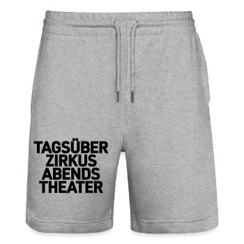 Tagsuber Zirkus Abends Theater Shirt - Stanley/Stella Unisex Bio Joggingshorts Trainer  - Grau meliert - Vorne - Nik (191cm) & Marisol (170cm)