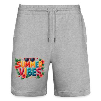 Summer Vibes Colorful Letters Sun Beach - Stanley/Stella Trainer Unisex Organic Jogging Shorts - heather grey - Front - Nik (191cm) & Marisol (170cm)