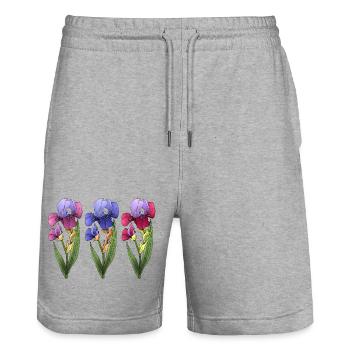Fleur - Short de jogging bio TRAINER Stanley/Stella unisexe - gris chiné - Devant - Nik (191cm) & Marisol (170cm)