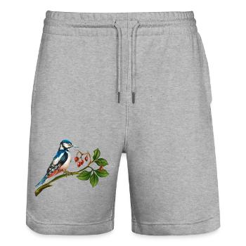 Bunter Vogel - Stanley/Stella Unisex Bio Joggingshorts Trainer  - Grau meliert - Vorne - Nik (191cm) & Marisol (170cm)
